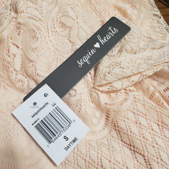 Sequin Hearts Off-Shoulder Lace Sheath Dress Sz S - Picture 7 of 8